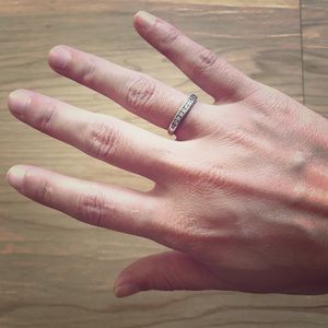 Diamond band, white gold, size 6.5